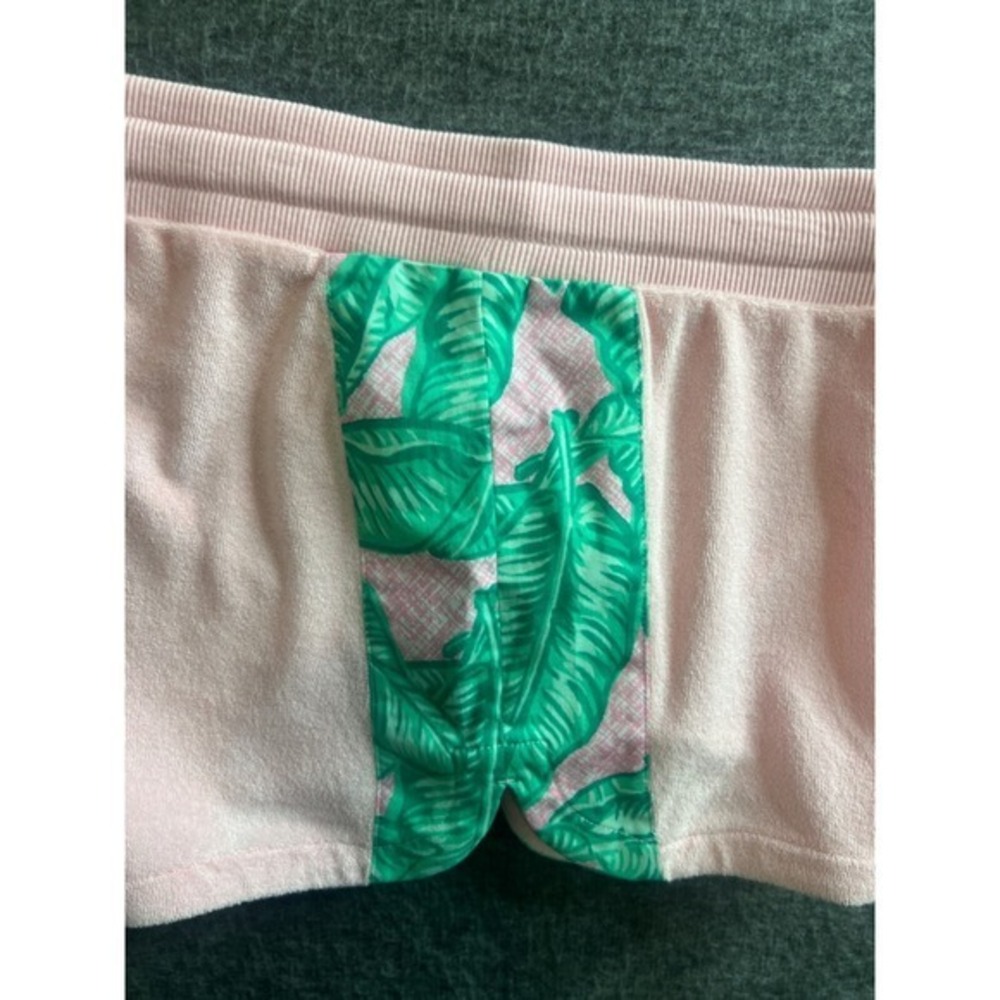 Vineyard Vines Banana Leaf Print Terry Shorts Flamingo Pink Women's Small - Picture 3 of 8
